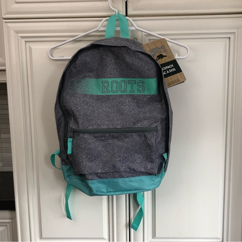NWT Roots Student Backpack - grey / mint